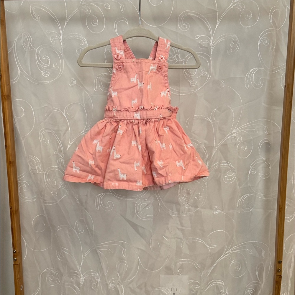 Pink Toddler Dress with White Llama Print